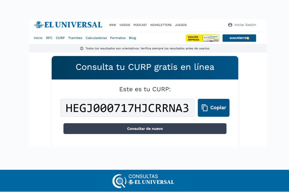 Consultar CURP gratis en línea