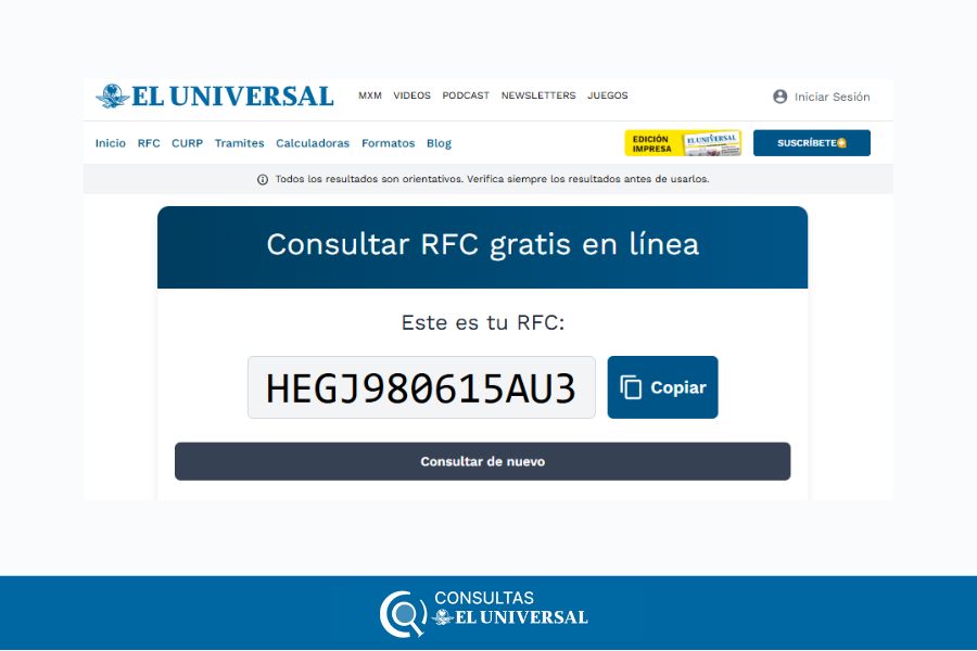 Consultar RFC gratis en línea 